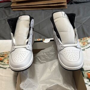 Jordan Men's White and Black High-Top Sneakers, keychains while supplies last